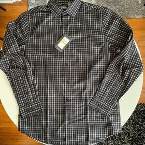 Van Heusen Slim Fit Wrinkle Free Long Sleeve Button Down Shirt Black Medium New